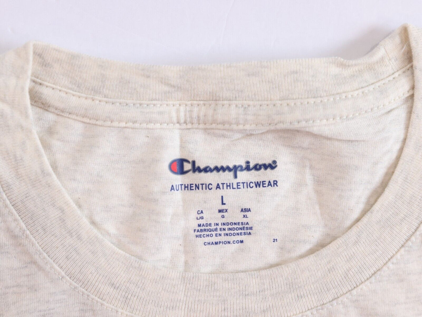 CHAMPION AUTHENTIC ACTIVEWEAR LOGO T Shirt Mens Size L Biege