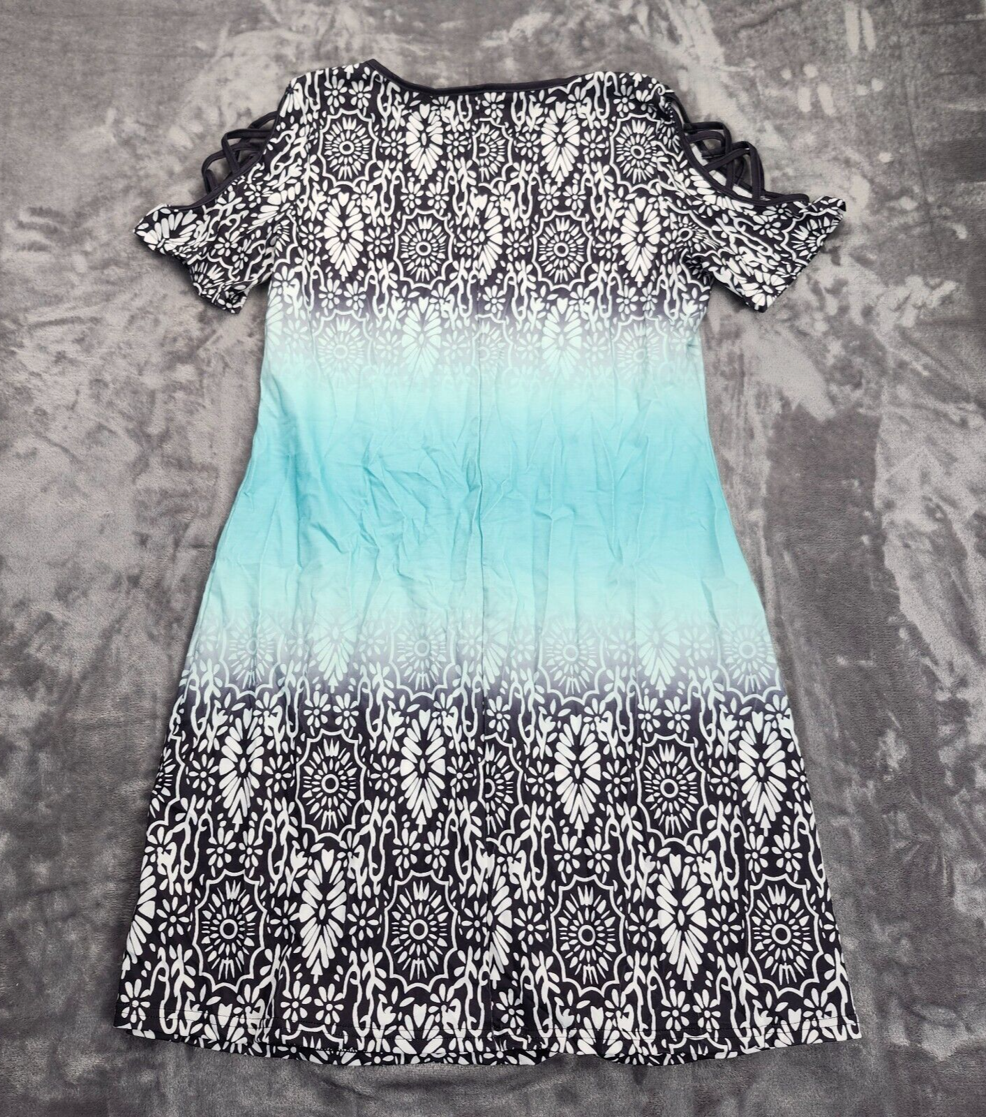 Ladies Cold Shoulder Boho Tshirt Dress Short Sleeve O-Neck Size Large