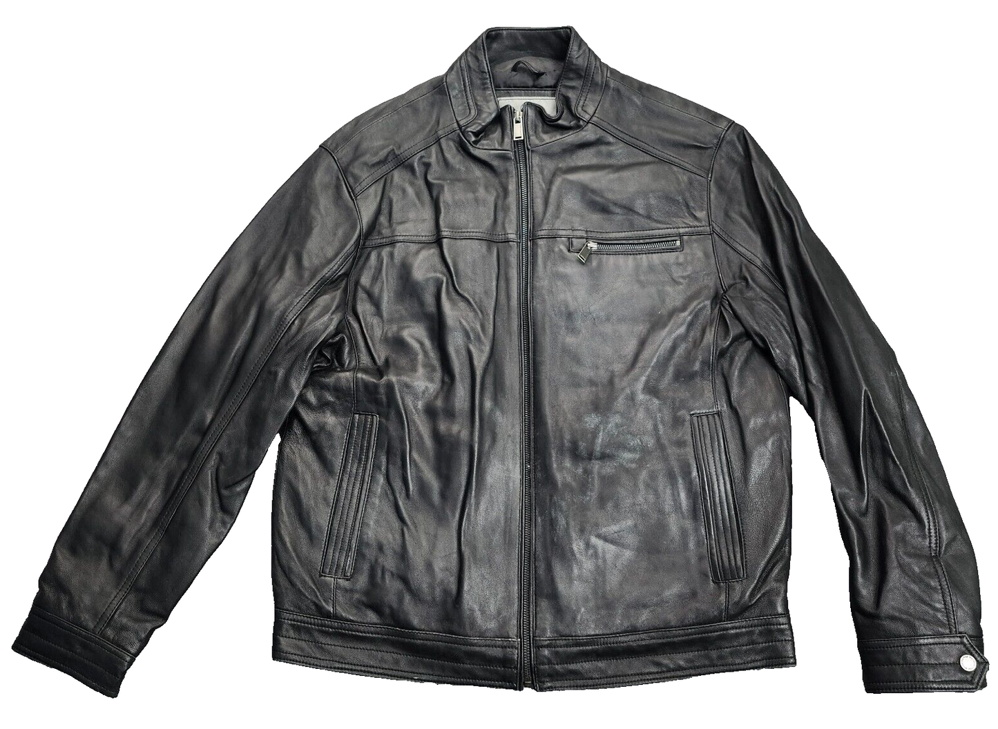 Boston Harbour Men's Genuine New Zealand Lambskin Leather Jacket, Black Medium