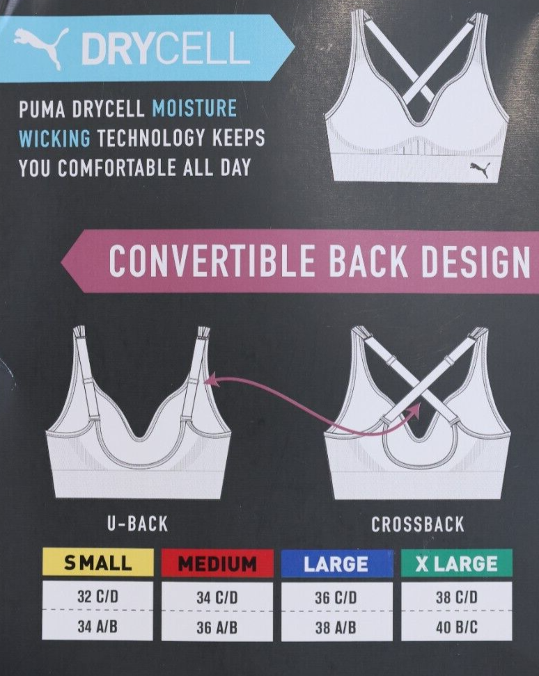 New Puma Woman’s Performance 2-Pack Seamless Moisture Wicking Sports Bra Large