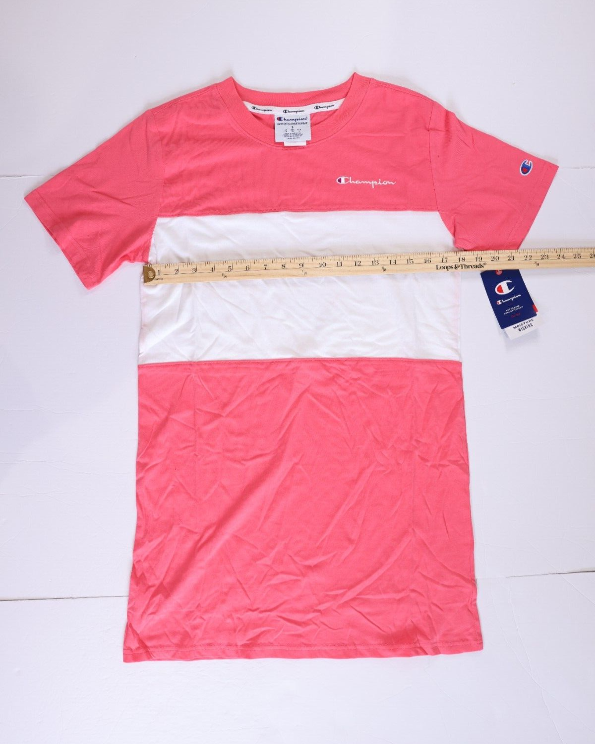 NEW Champion Womens Pink and White Tee Shirt dress Size S