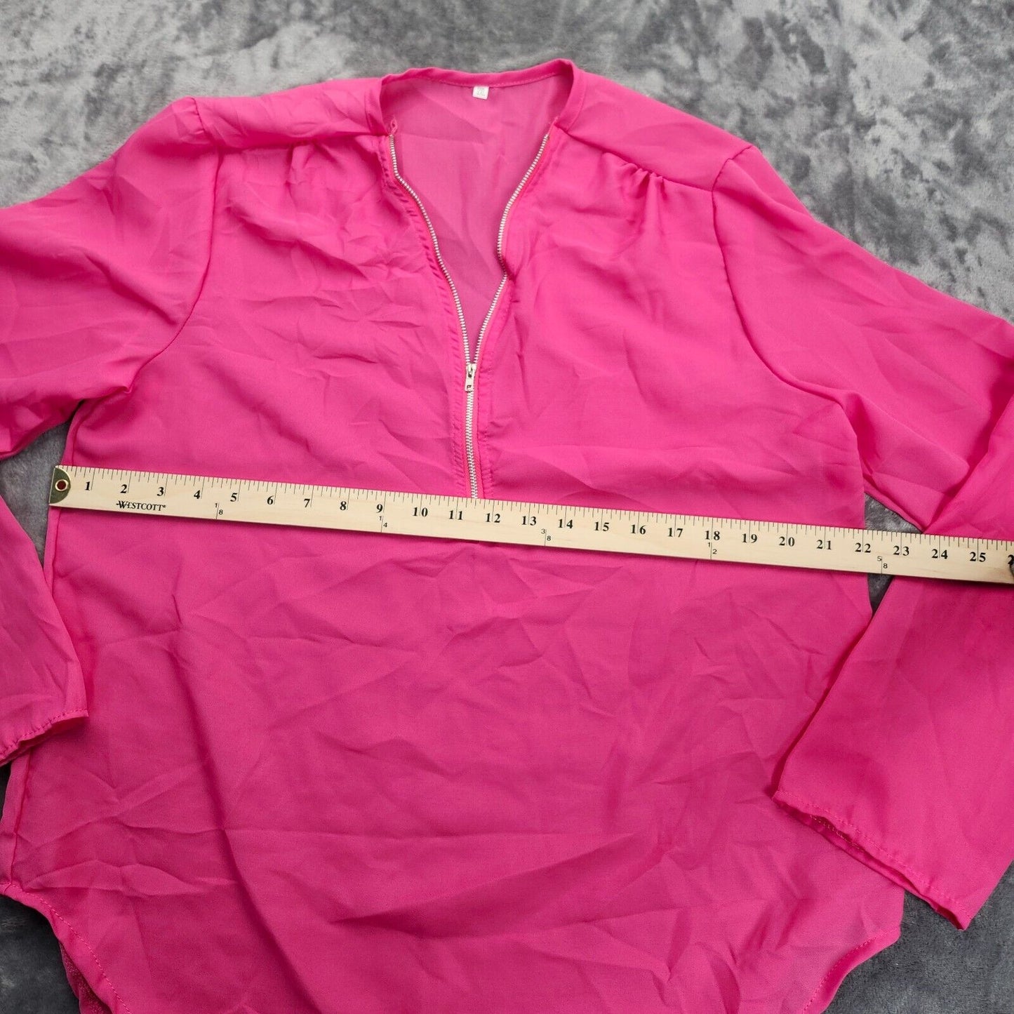 Womens light weight 1/4 zip blouse 3/4 sleeve Bright Pink 2XL