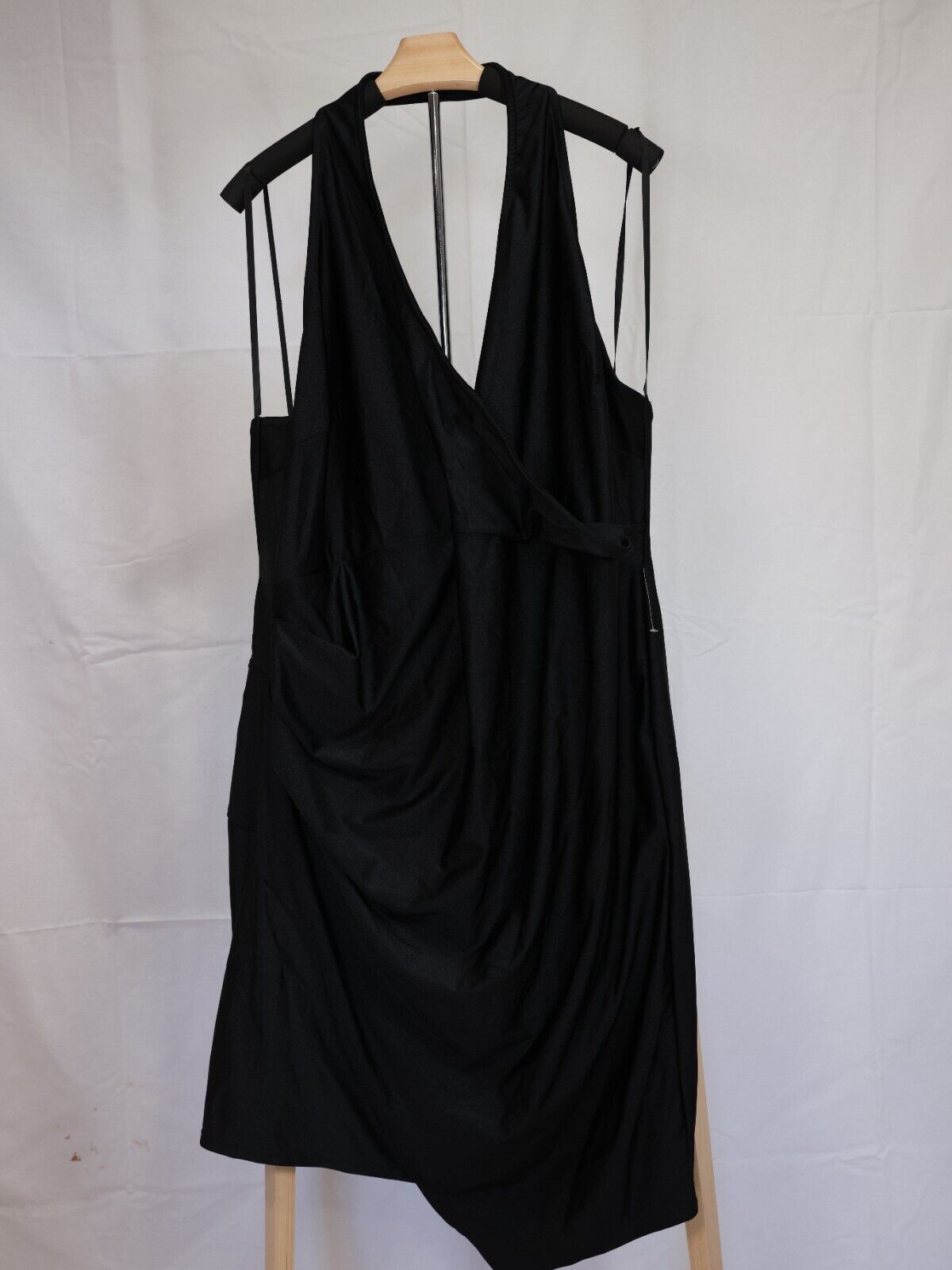 NWT City Studio Women's Asymmetrical Midi Halter Dress Black Plus Size 3X