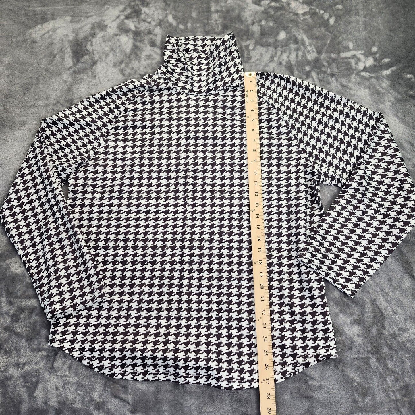 Turtleneck Men Long Sleeve Shirt Fashion T-Shirts Plaid Houndstooth 3XL