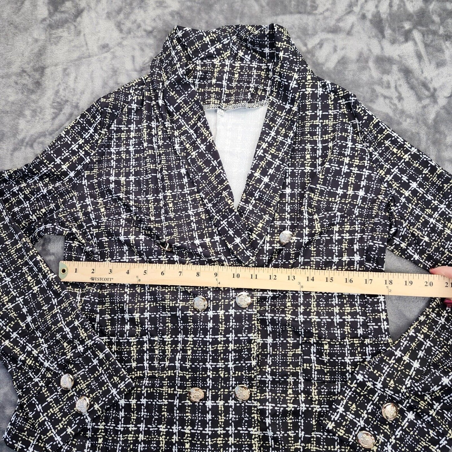 Women's Oversized Blazer Long Sleeve Double Breasted Suit Print size 2XL