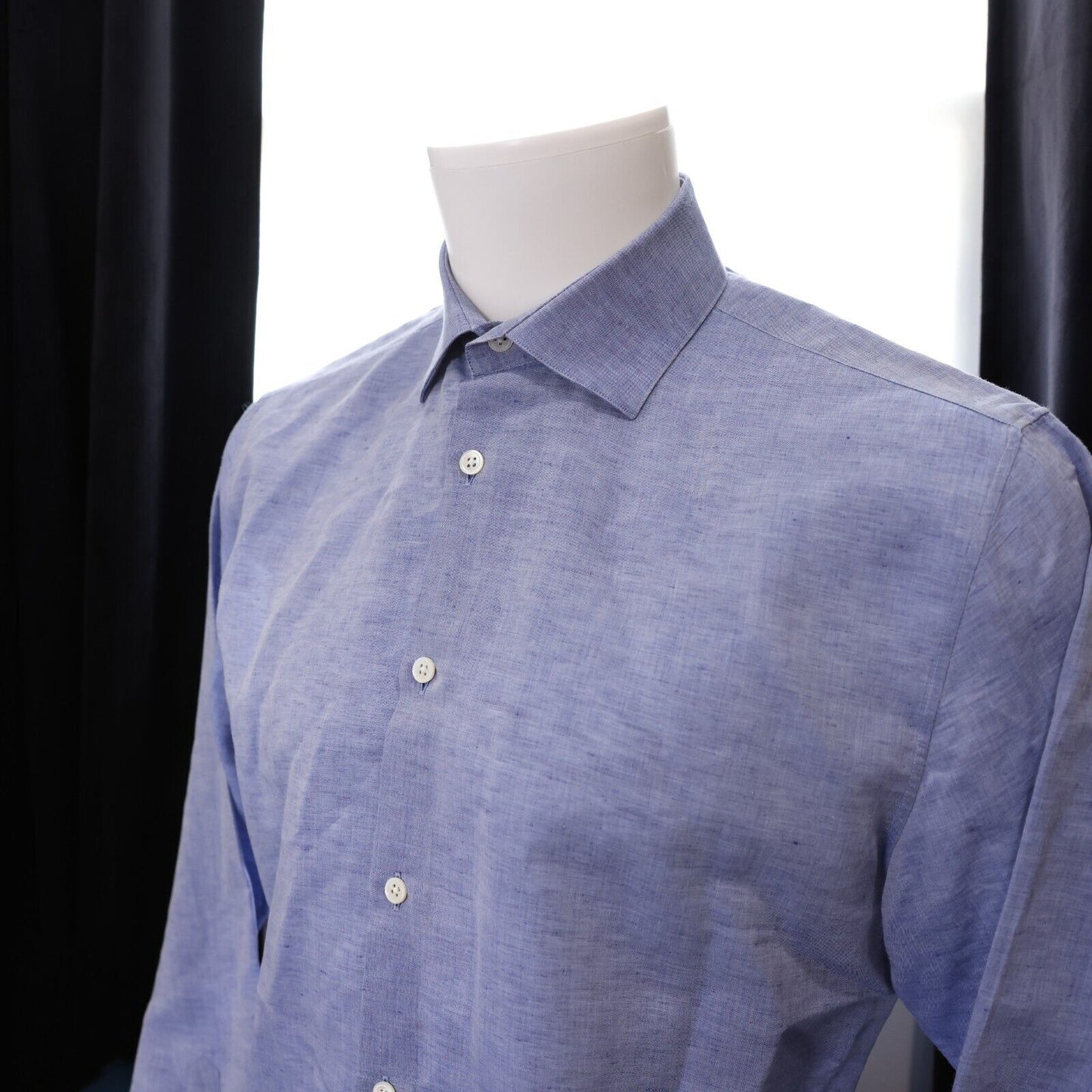 John Varvatos Mens Dress Shirt Blue French Cuff Size 15.5 34/35