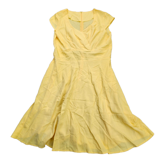 Women Pink Fit Flare Swing Dress Size Yellow 2XL