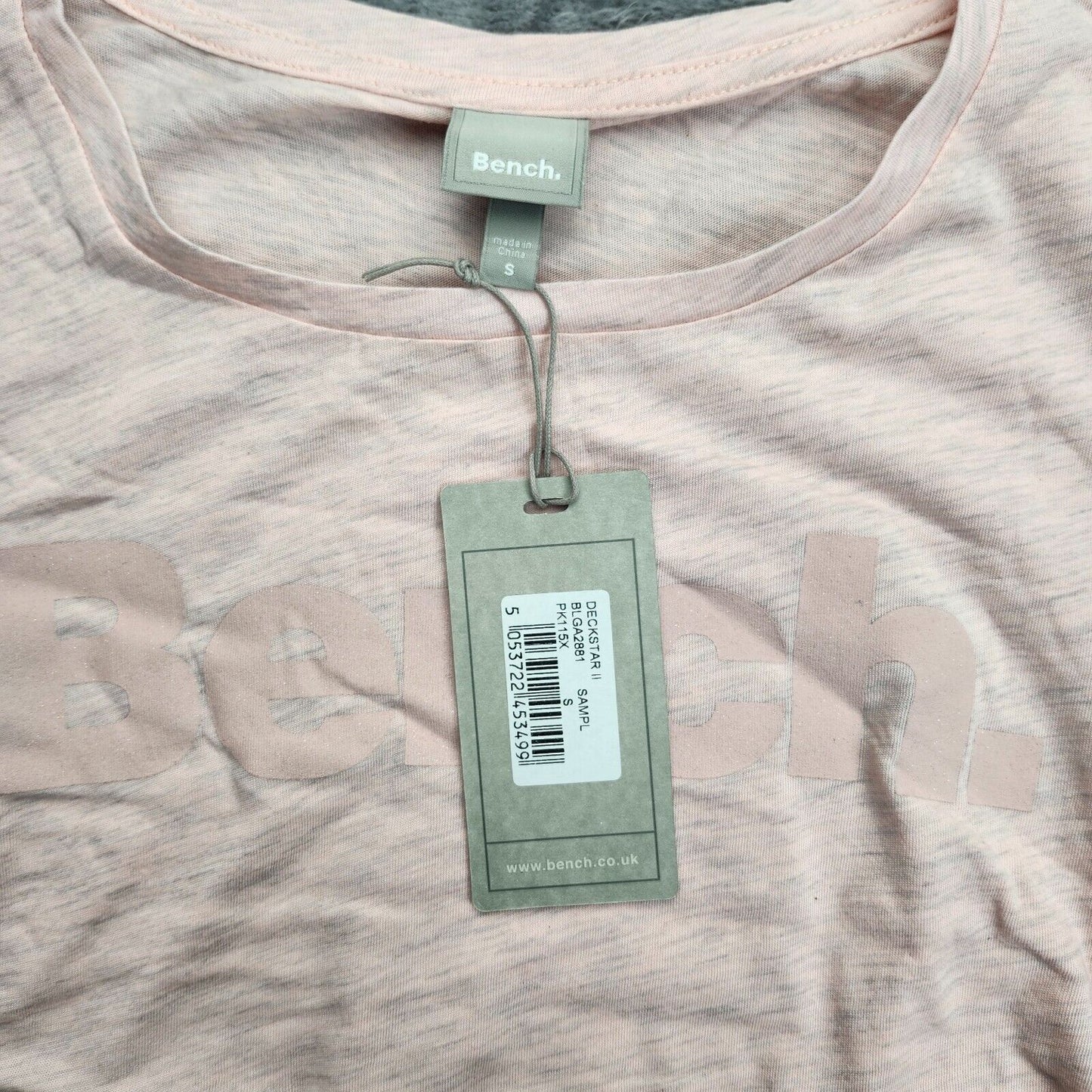 Bench Urban Wear Womens Cap sleeve Ruched Sides T-Shirt Pale Pink Size Small