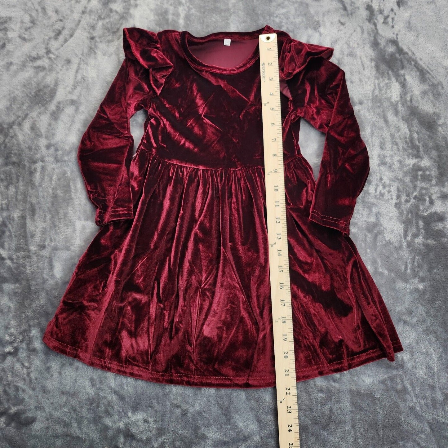 Girls Winter Dress Single Sided Velvet for Kids Twirl Dress Ruffle Hem 3-4 years