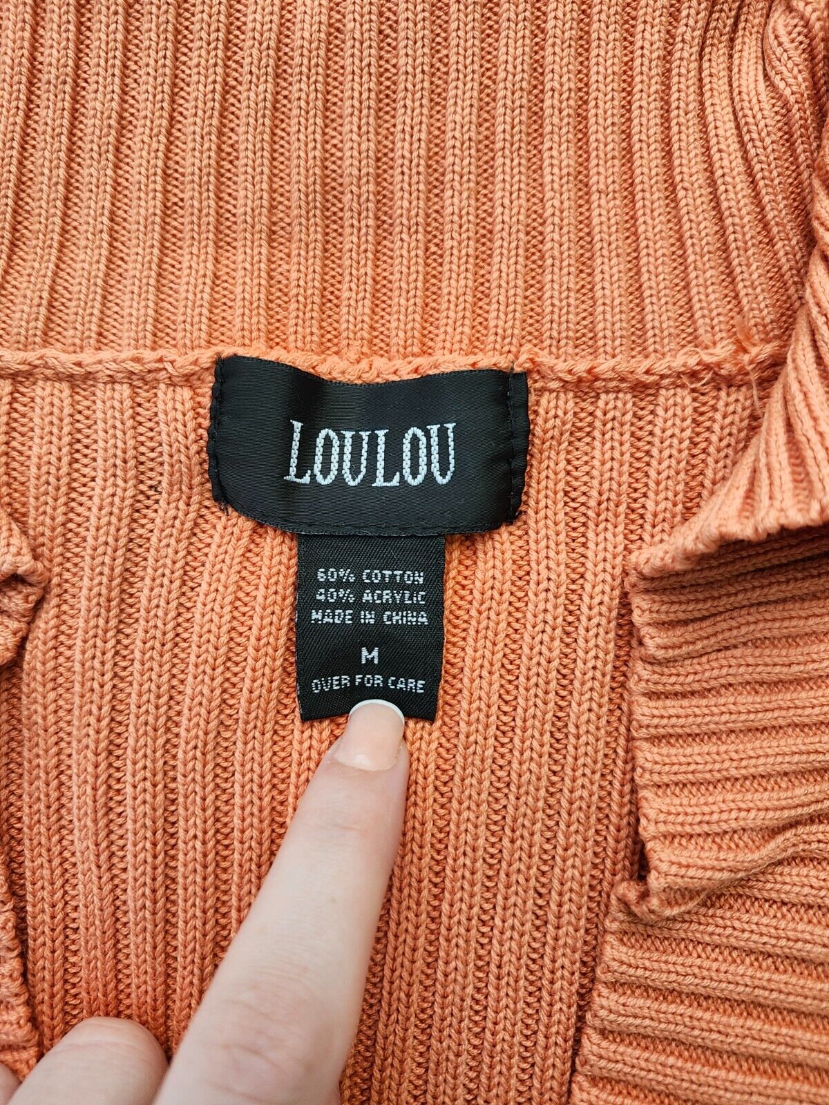 LOULOU Orange Knit Cardigan womens Size Medium