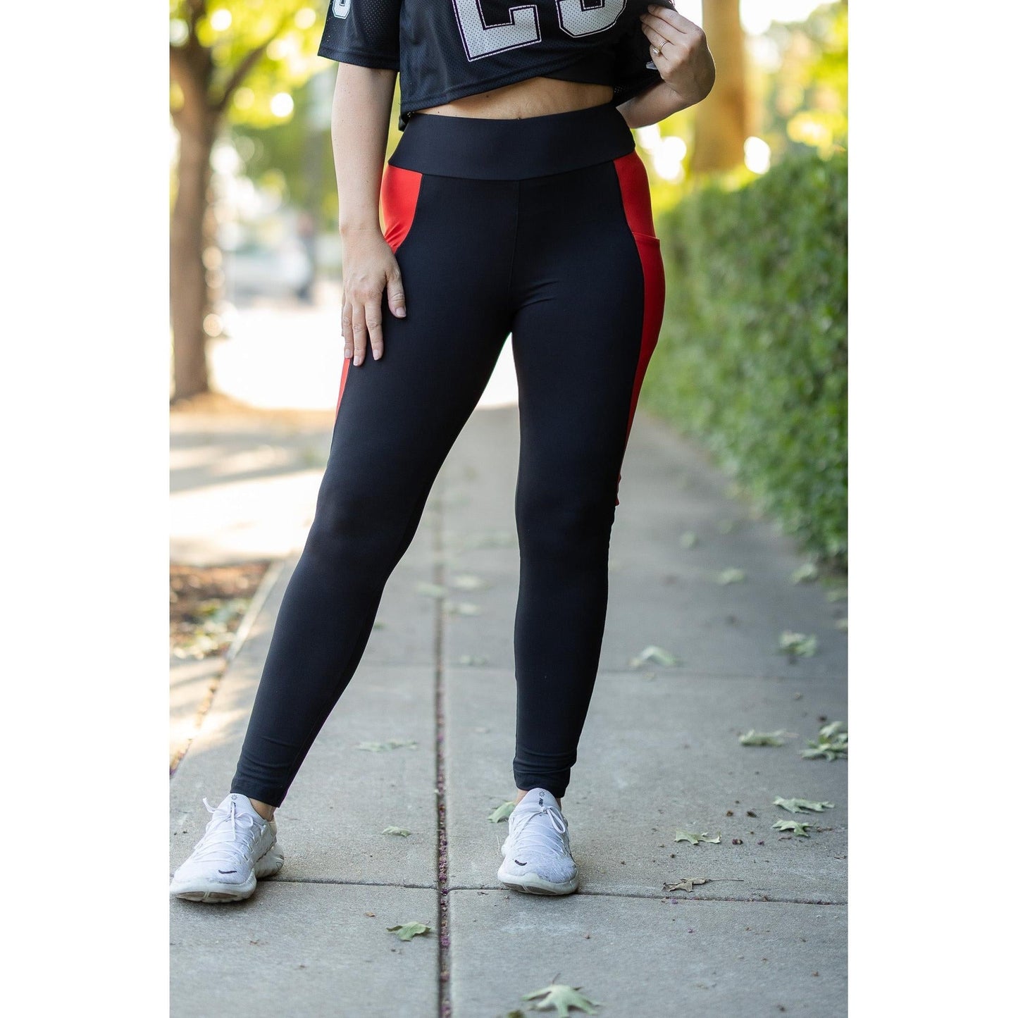 The Roxie - Red Panel Full Length Leggings