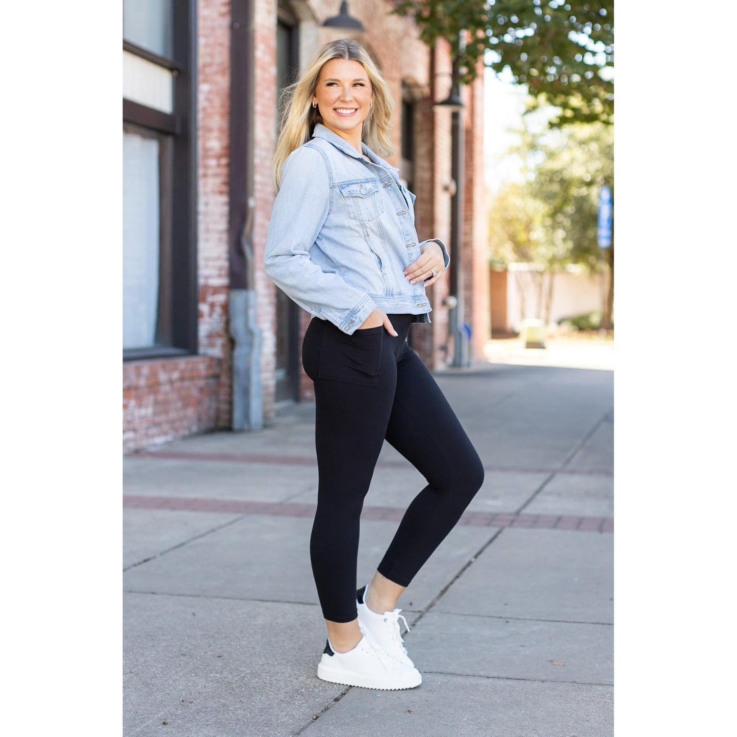 The Alana - 7/8 Ankle Length BLACK Leggings with Pockets