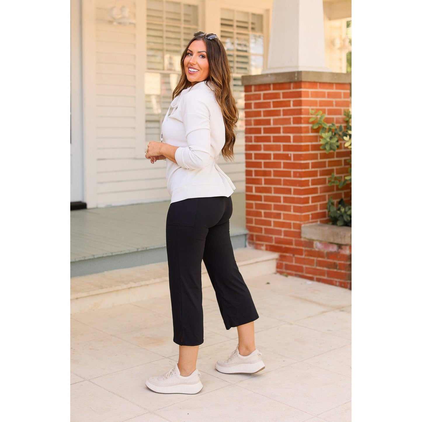 The Gabriella -Black  High Waisted Gaucho Pants - Round 7 - Luxe Leggings by Julia Rose®