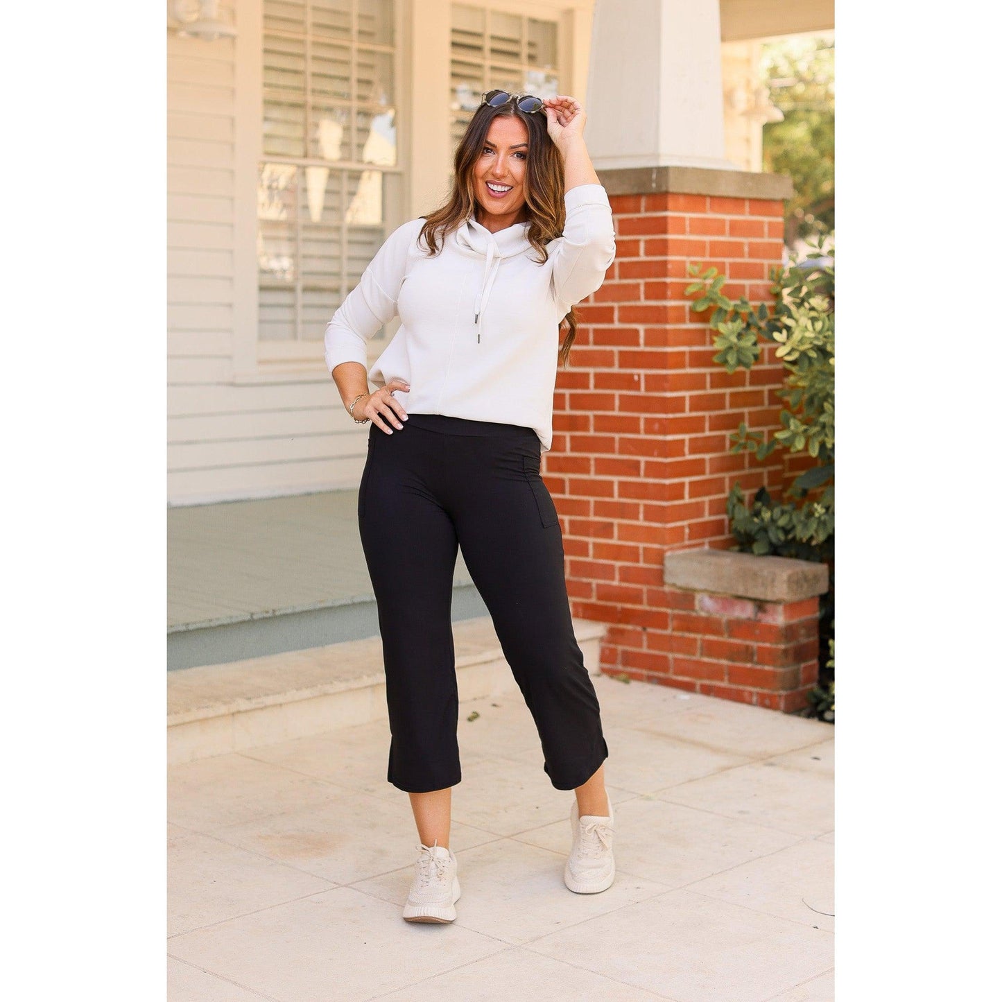 The Gabriella -Black  High Waisted Gaucho Pants - Round 7 - Luxe Leggings by Julia Rose®