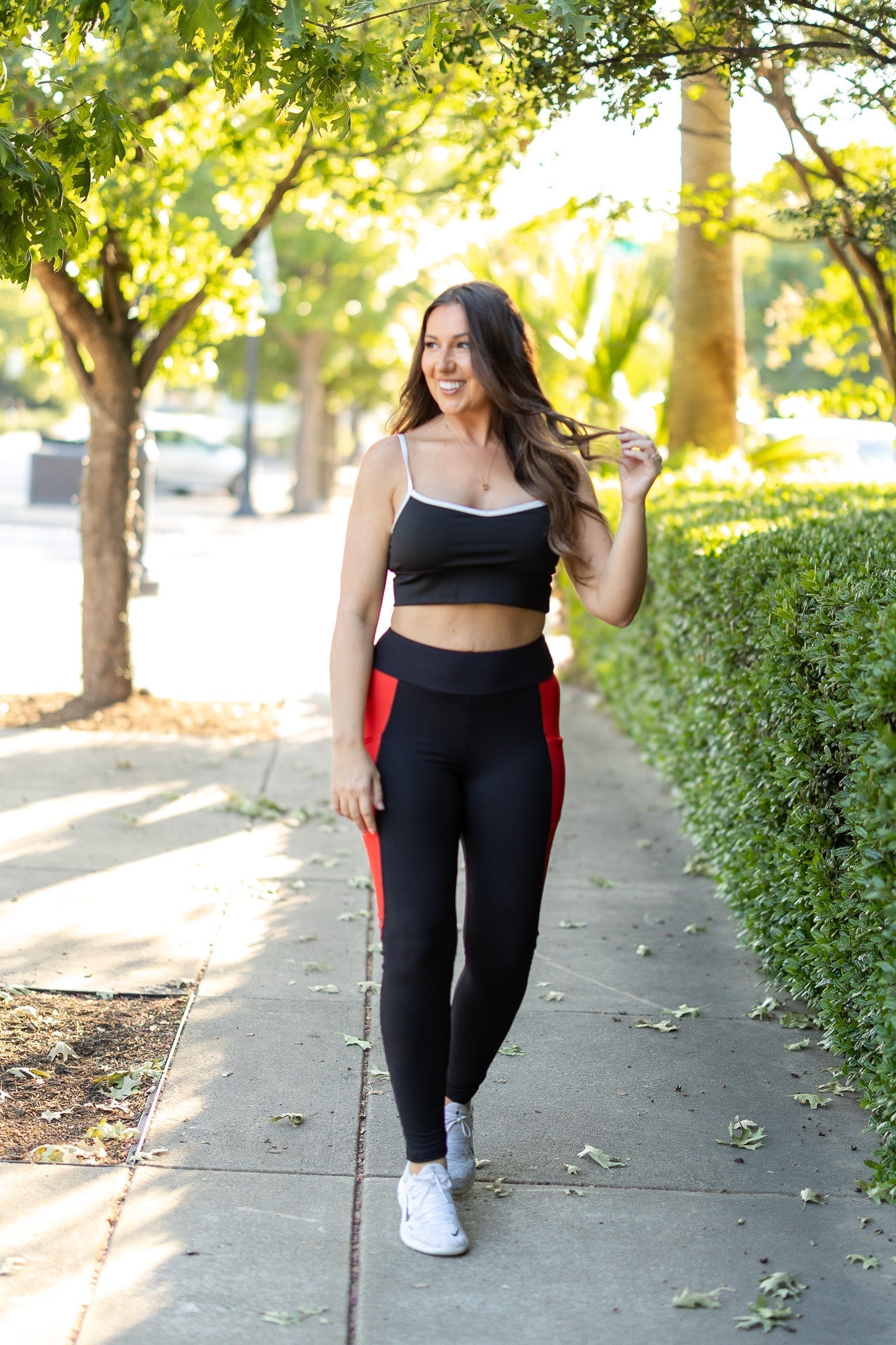 The Roxie - Red Panel Full Length Leggings