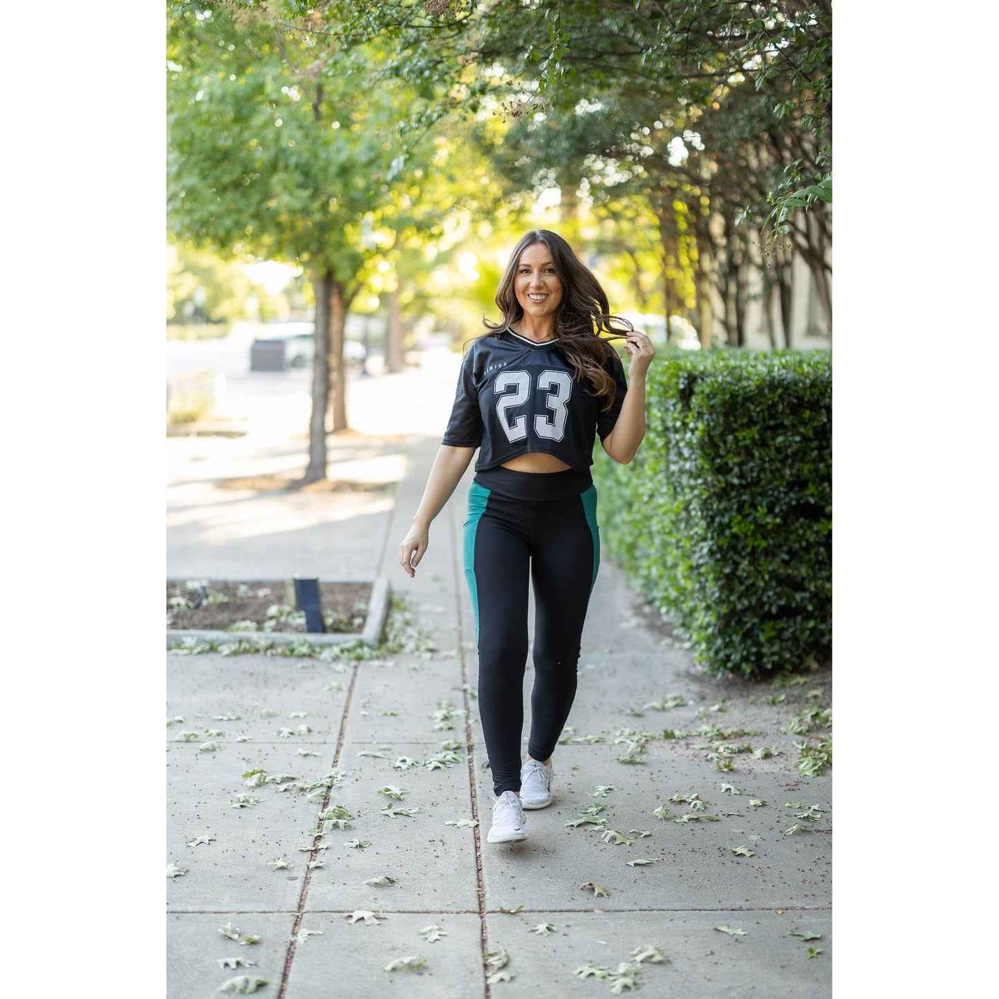 The Gracie- Green Panel Full Length Leggings