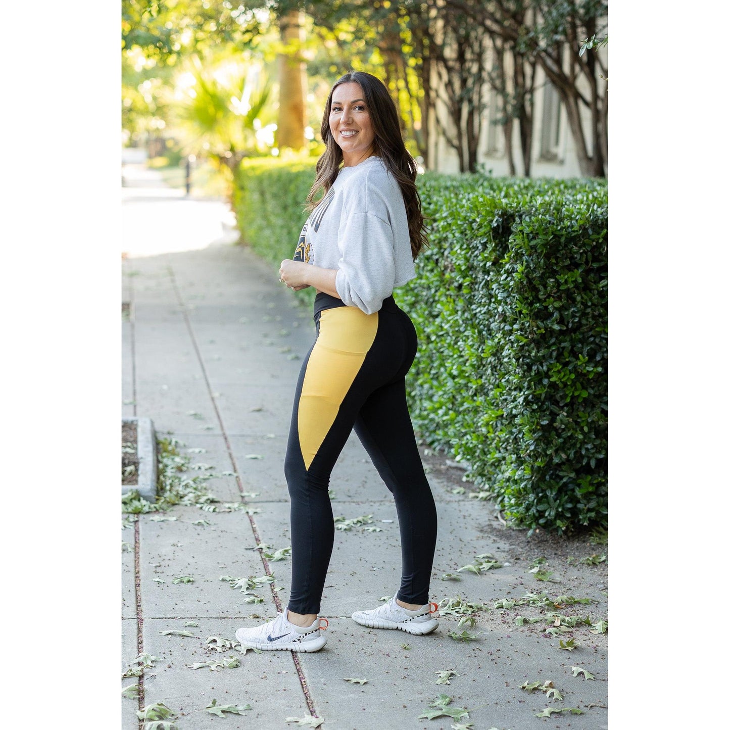 The Yasmine - Yellow Panel Full Length Leggings