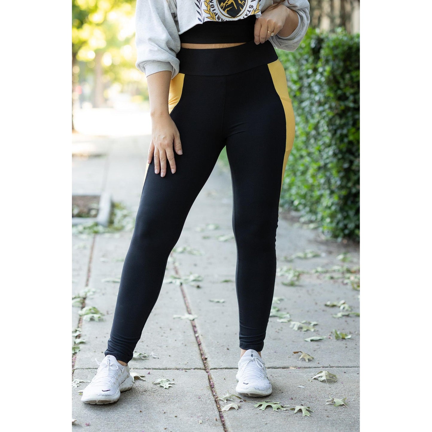 The Yasmine - Yellow Panel Full Length Leggings