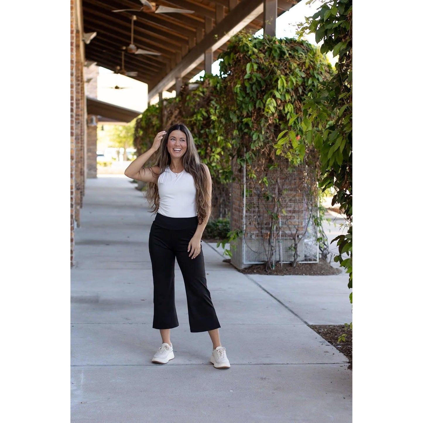 The Gabriella -Black  High Waisted Gaucho Pants - Round 7 - Luxe Leggings by Julia Rose®