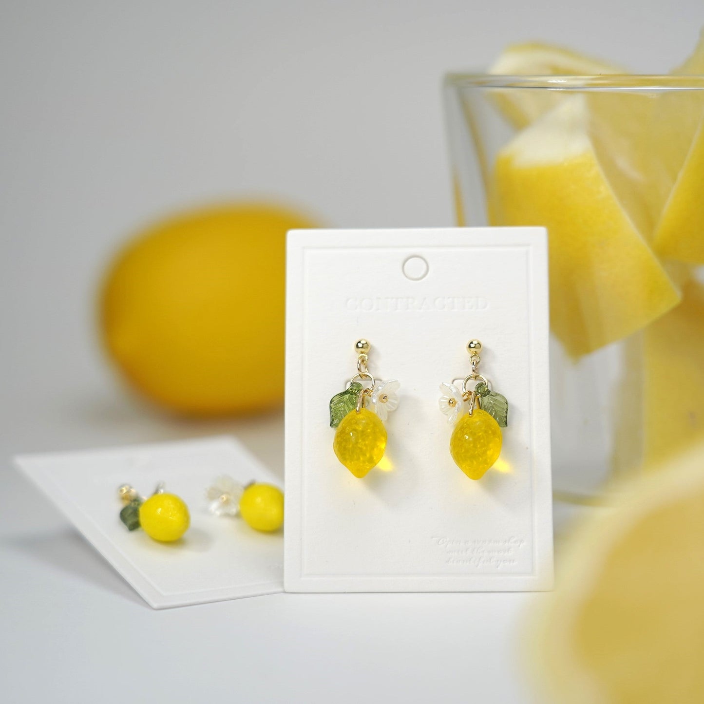 Lemon Fruit Earrings | Handmade Fruit Dangle Earrings | Citrus Lemon Earrings