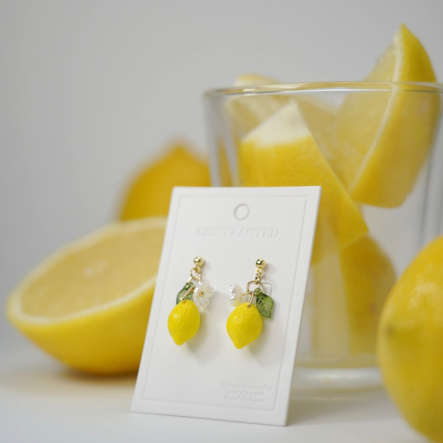 Lemon Fruit Earrings | Handmade Fruit Dangle Earrings | Citrus Lemon Earrings