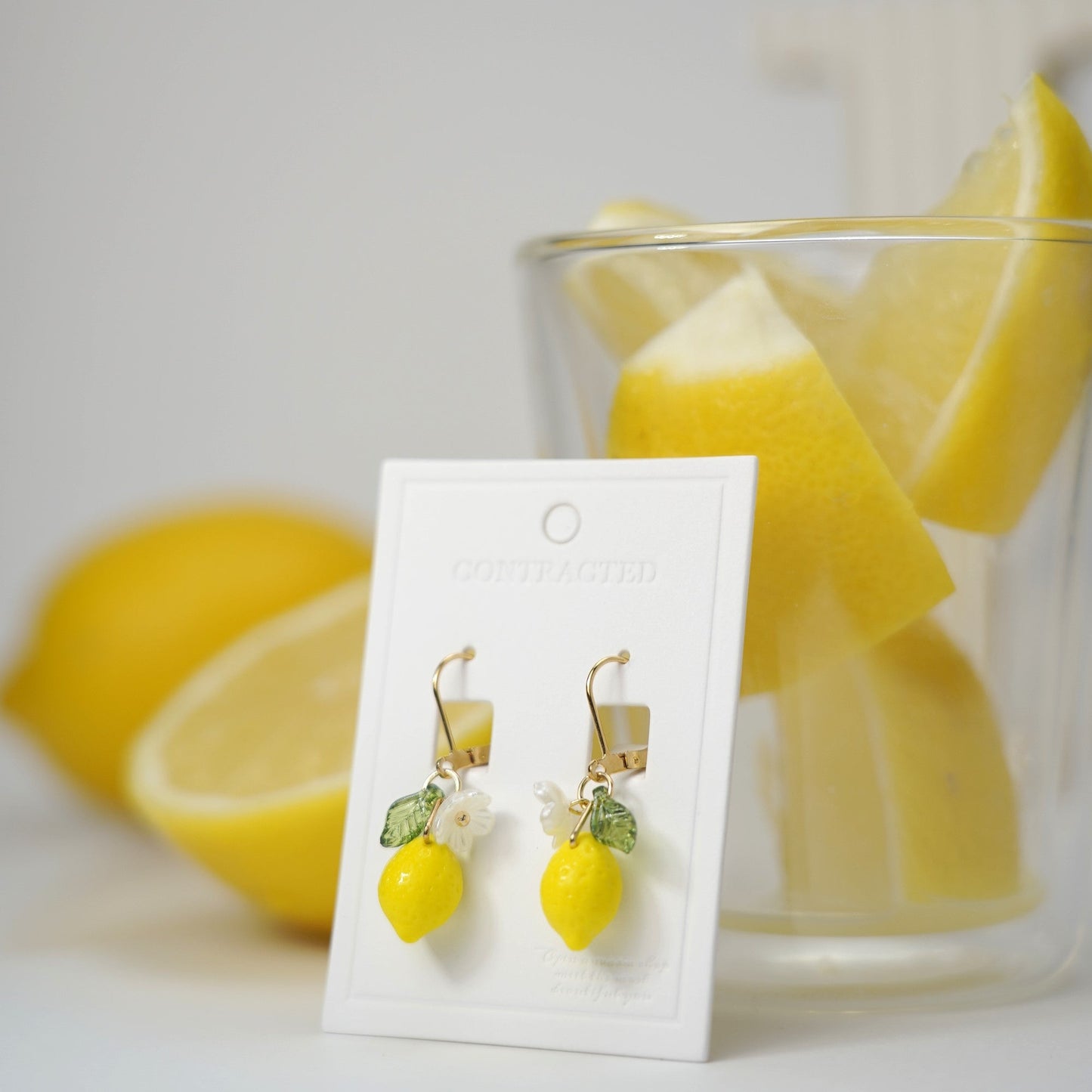 Lemon Fruit Earrings | Handmade Fruit Dangle Earrings | Citrus Lemon Earrings