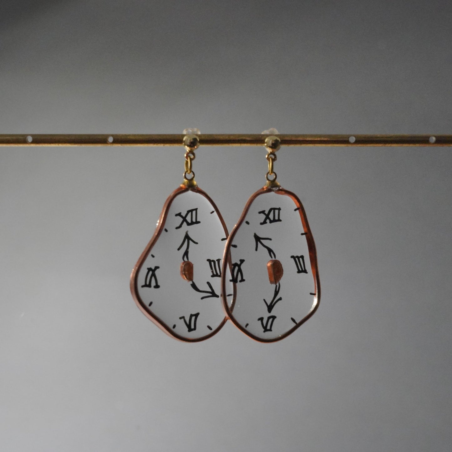 XL Melting Clocks Dangle Earrings | Hand-painted Dali's Soft Watches Earrings | Resin 925 Silver Modern Art Fun Earrings