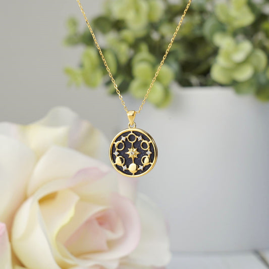 Gold Compass Lapis Lazuli Necklace