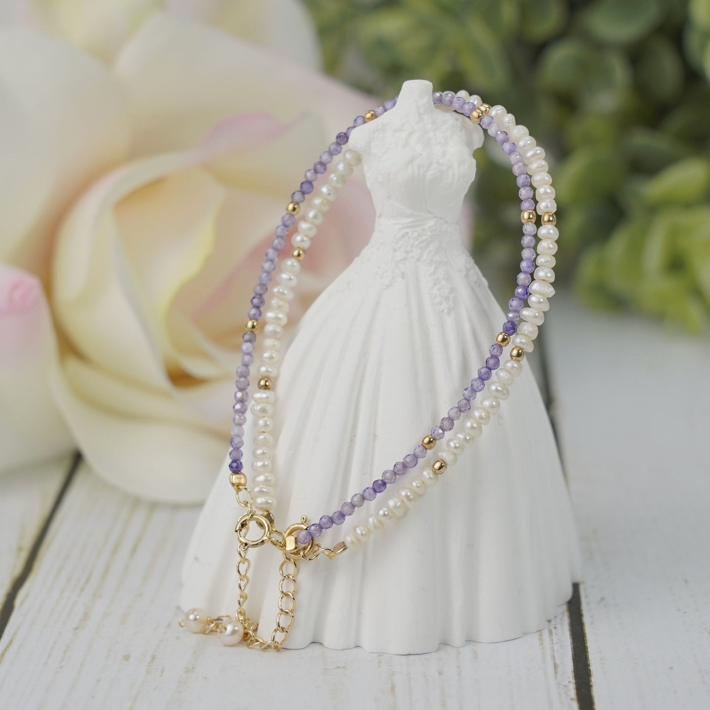 Natural Pearl Bead S925 Silver Bracelet | Natural Gemstone Bead Bracelet | Garnet Black Spinel Amythest Beaded Bracelet