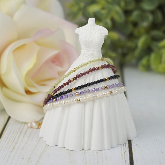 Natural Pearl Bead S925 Silver Bracelet | Natural Gemstone Bead Bracelet | Garnet Black Spinel Amythest Beaded Bracelet