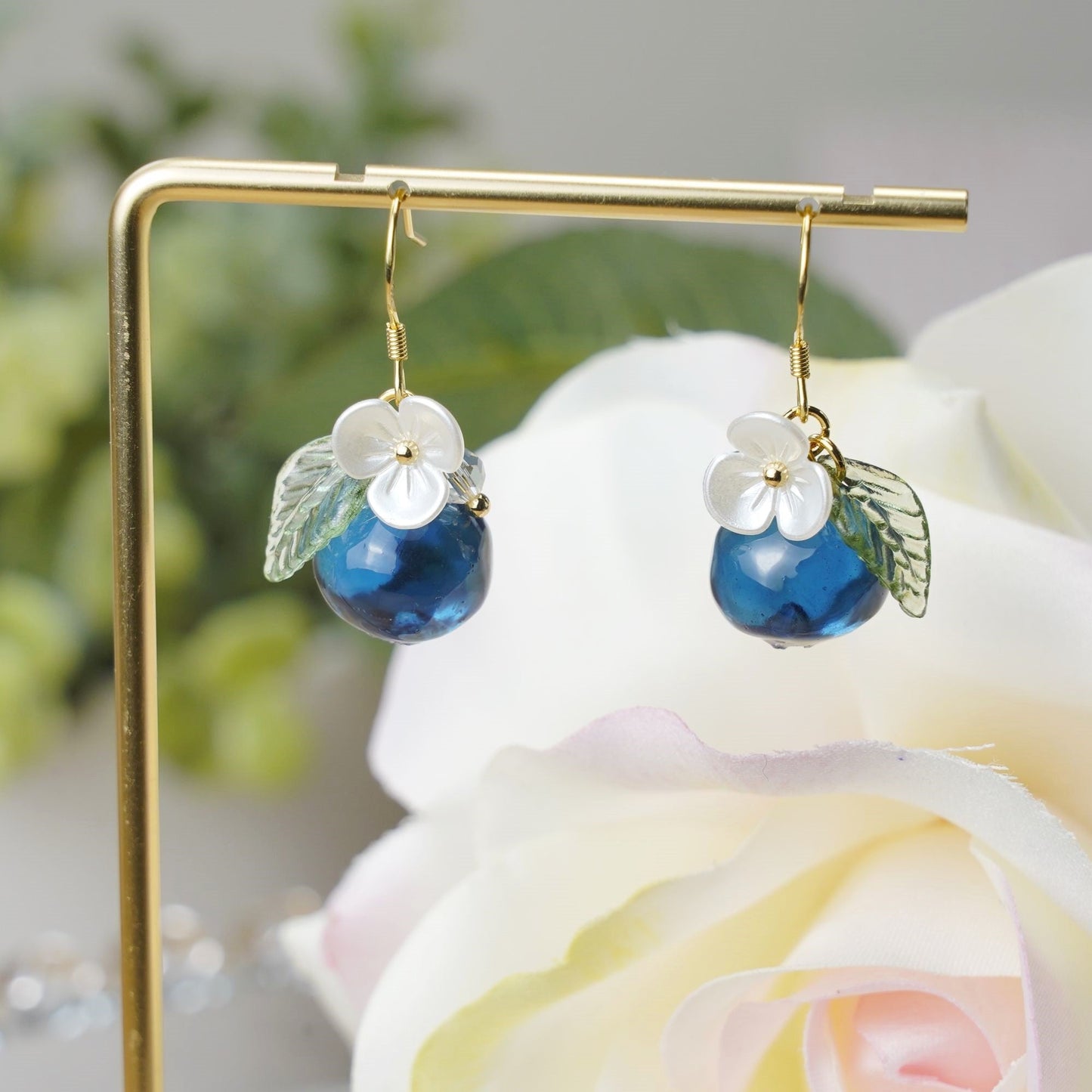 Blueberry Earrings| Handmade Resin Blueberry Fruit Earrings