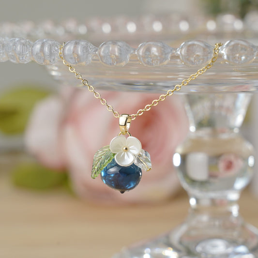 Custom Blueberry Fruit Necklace | Resin Art Blueberry Food Necklace