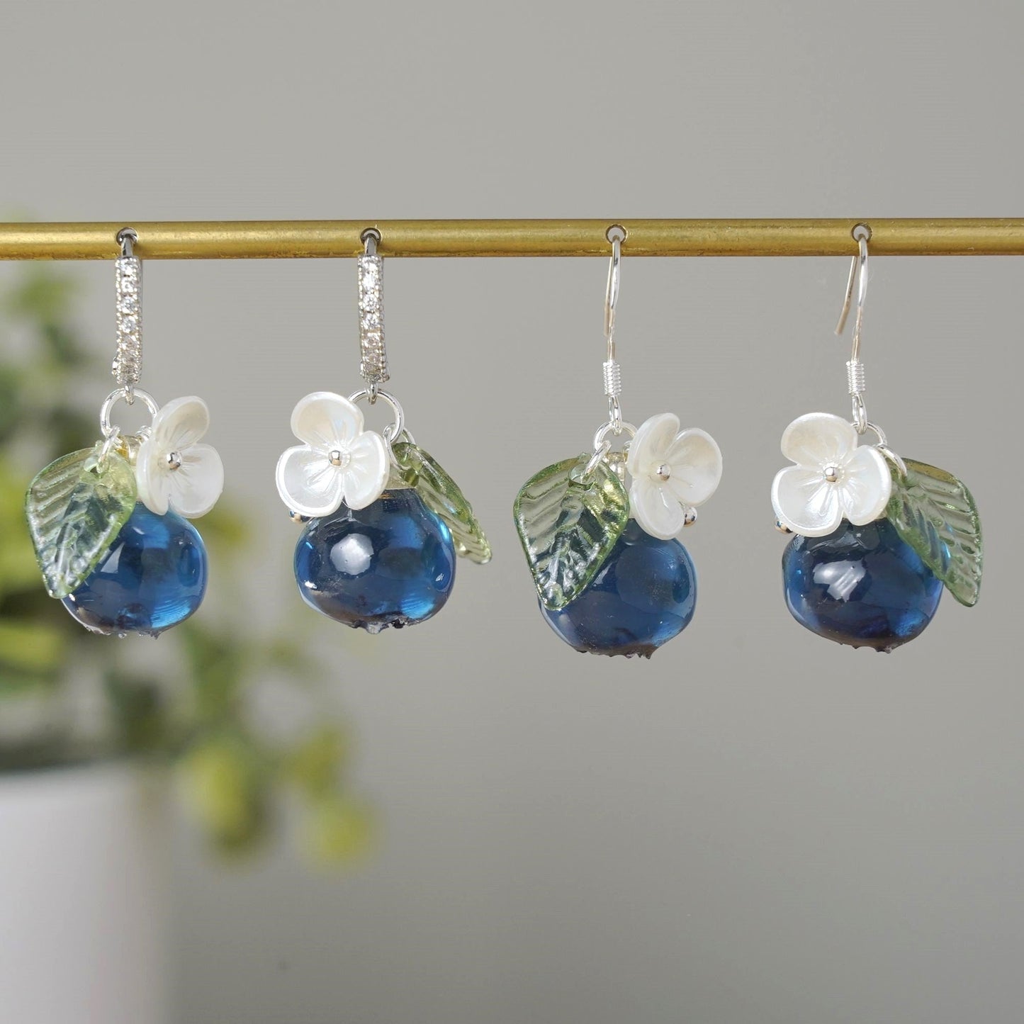 Blueberry Earrings| Handmade Resin Blueberry Fruit Earrings