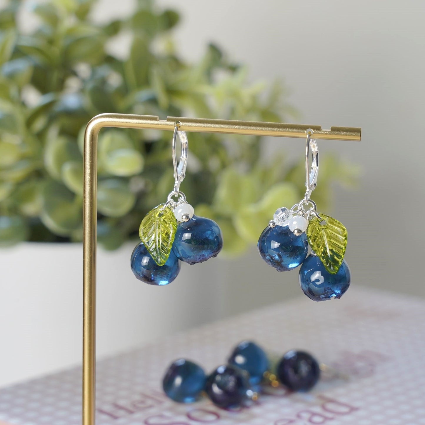 Handmade Blueberry Earrings | Resin Art Cluster Small Wildberry Fruit Earrings