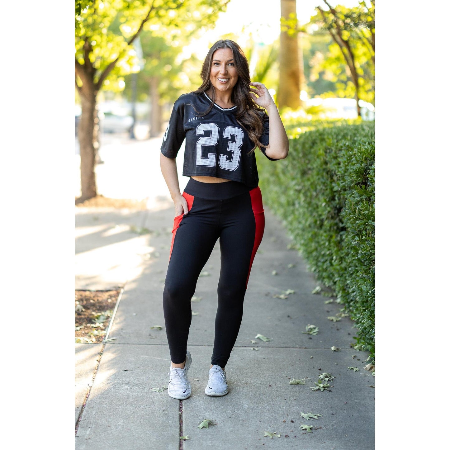 The Roxie - Red Panel Full Length Leggings