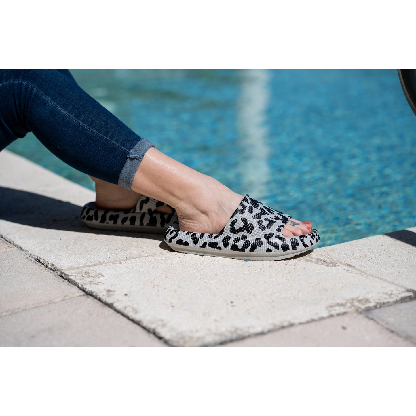 Gray Leopard Insanely Comfy -Beach or Casual Slides*