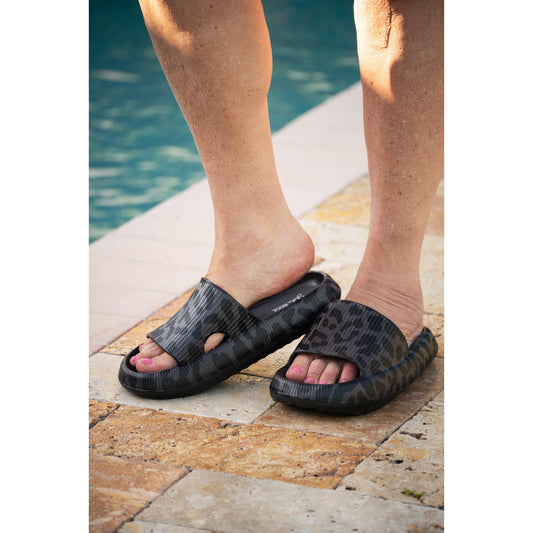 BLACK LEOPARD  Insanely Comfy -Beach or Casual Slides