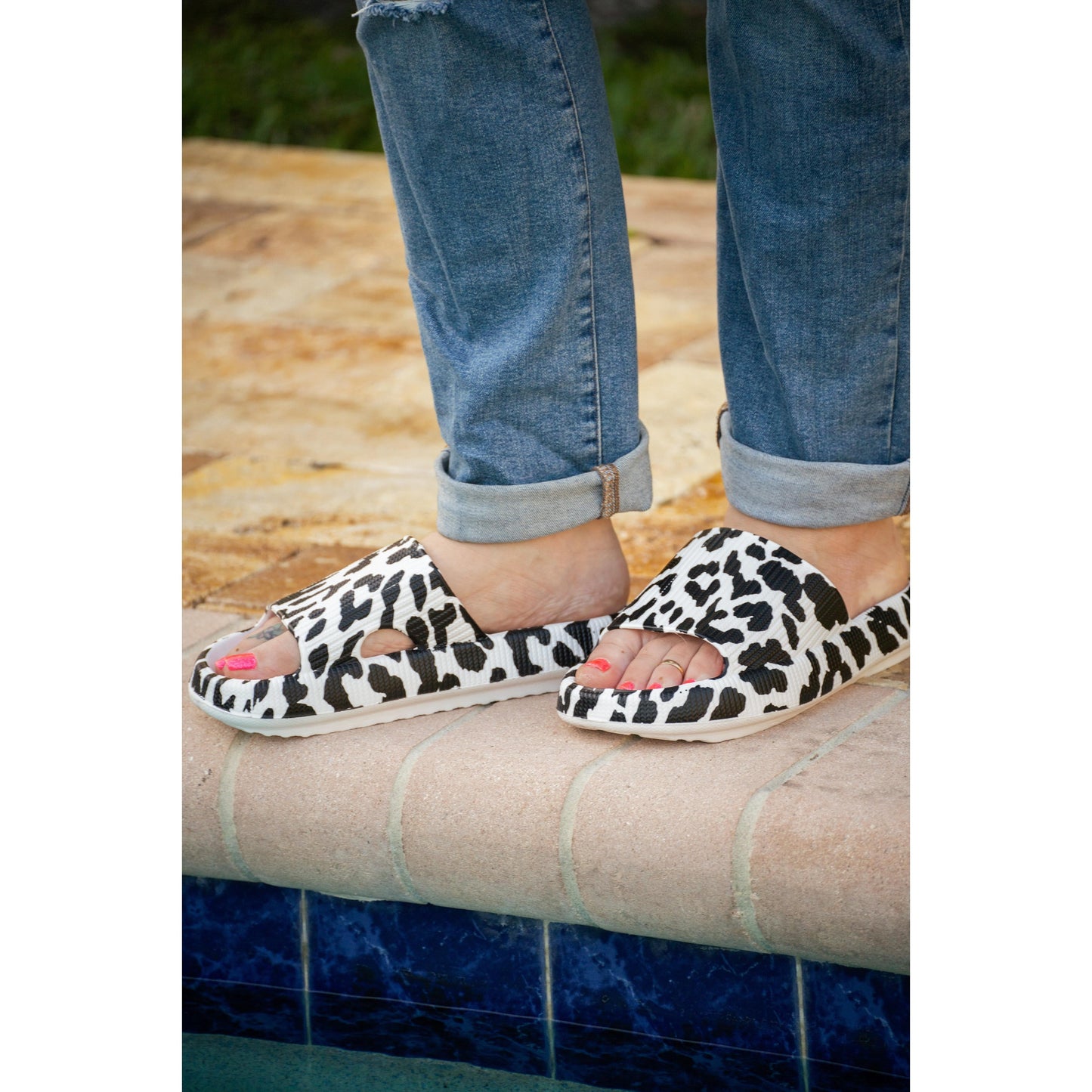 White Leopard Insanely Comfy -Beach or Casual Slides
