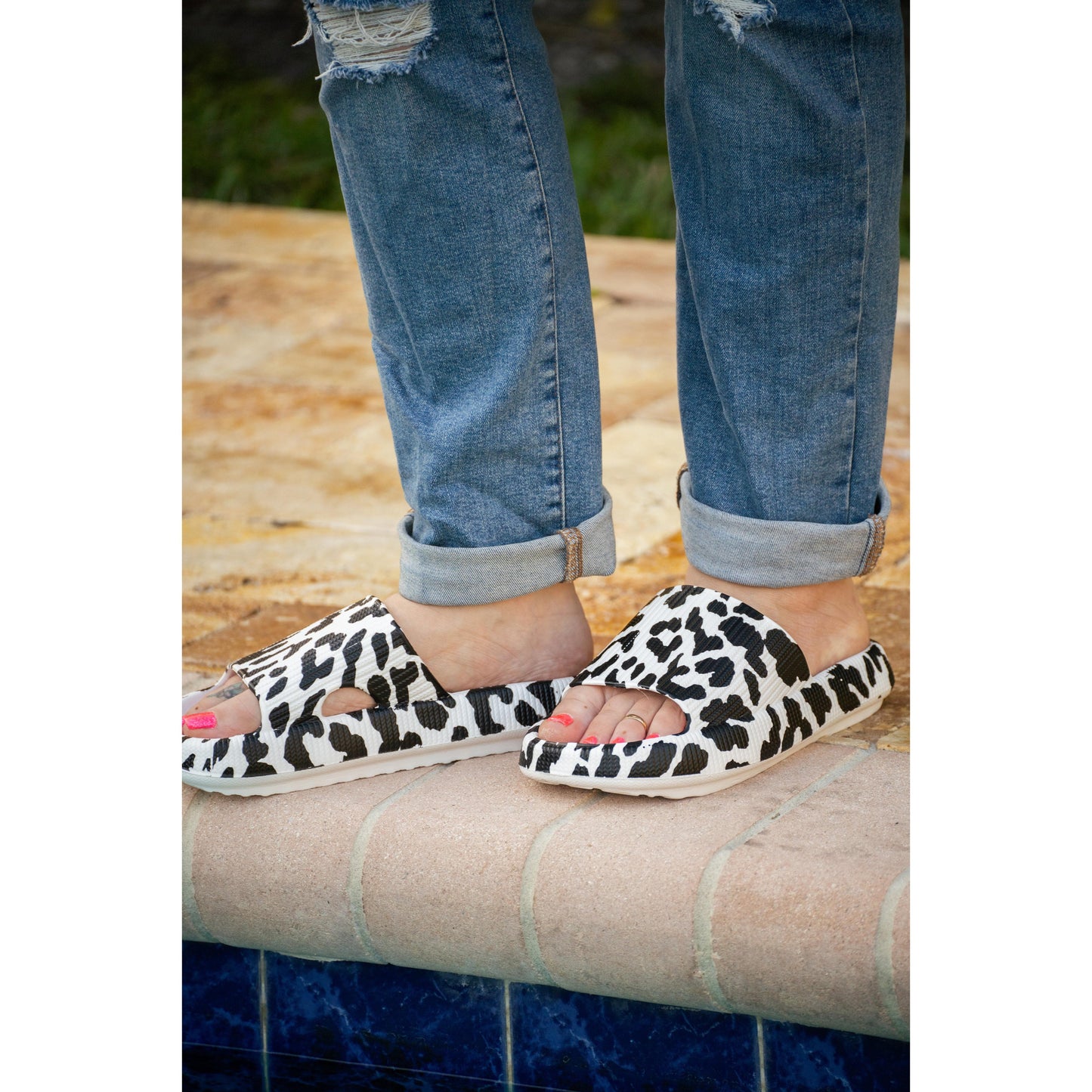 White Leopard Insanely Comfy -Beach or Casual Slides