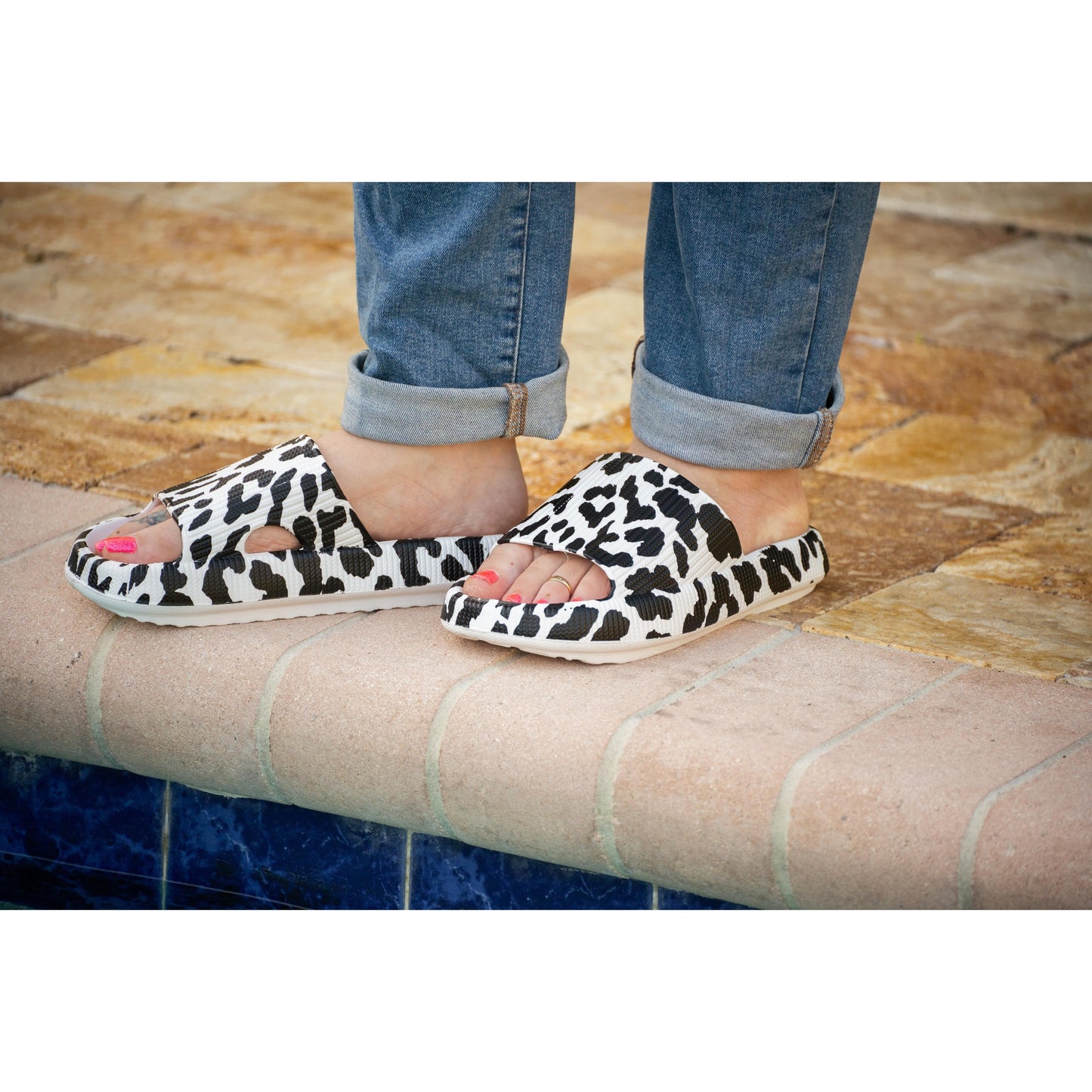 White Leopard Insanely Comfy -Beach or Casual Slides
