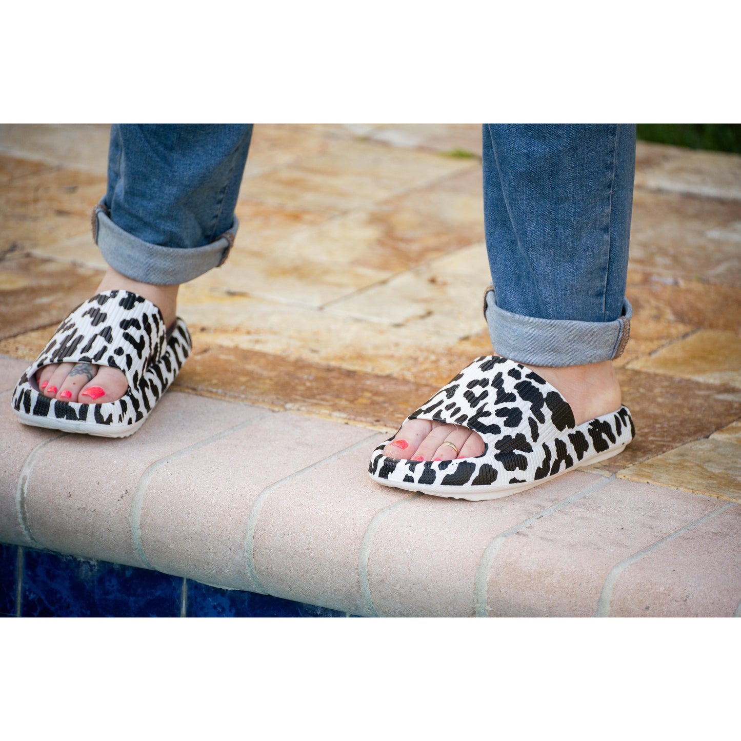 White Leopard Insanely Comfy -Beach or Casual Slides