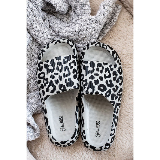 Gray Leopard Insanely Comfy -Beach or Casual Slides*