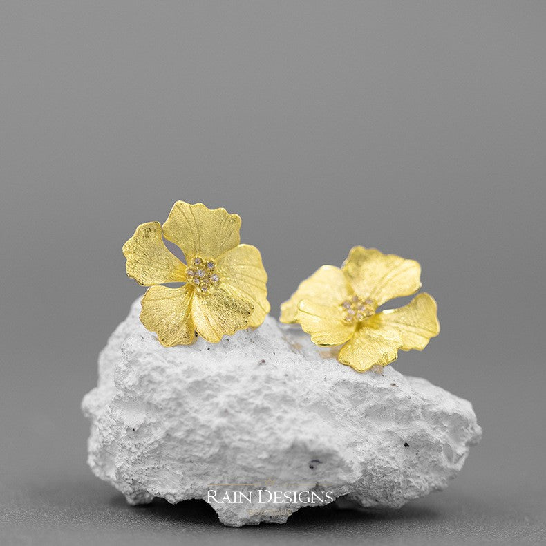 Peony Flower 925 Silver Stud Earrings