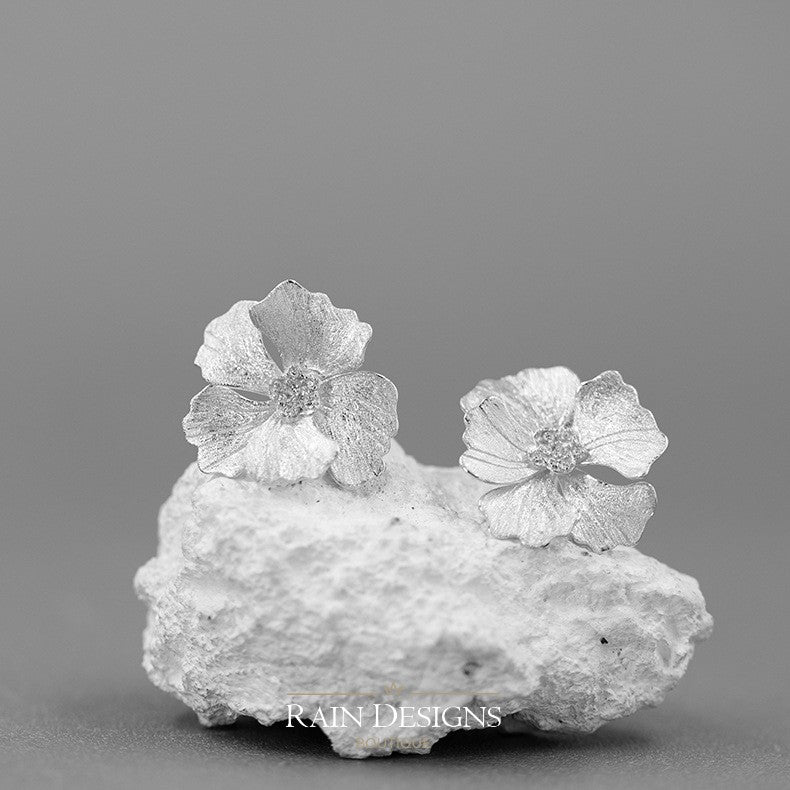 Peony Flower 925 Silver Stud Earrings