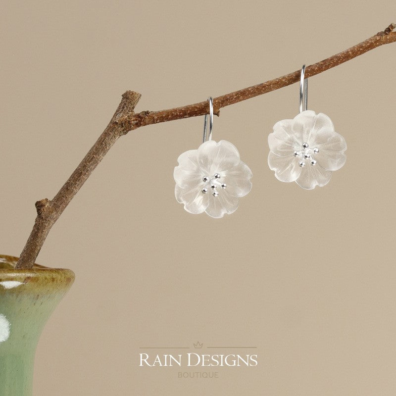 Flower in the Rain 925 Silver Dangle Earrings