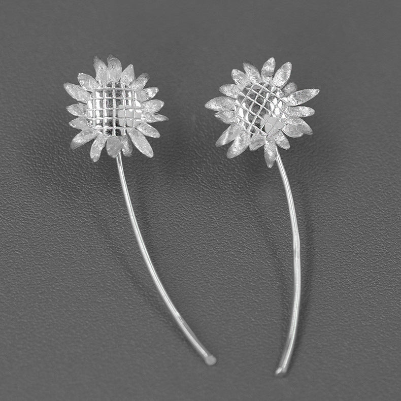 Sunflower 925 Silver Floral Earrings