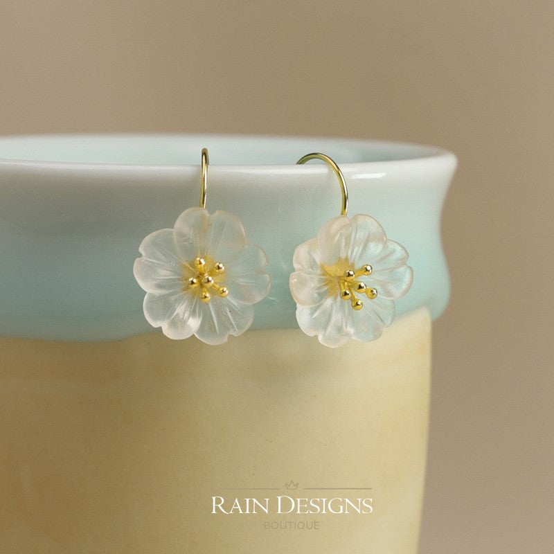 Flower in the Rain 925 Silver Dangle Earrings