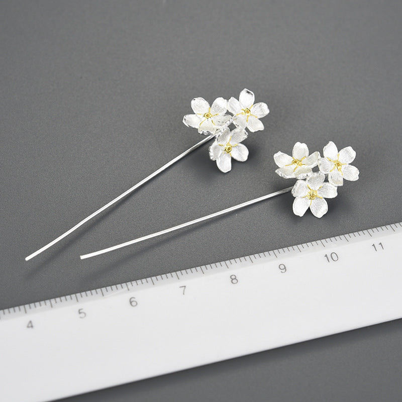 Forget-me-not Cluster Flower S925 Silver Earrings
