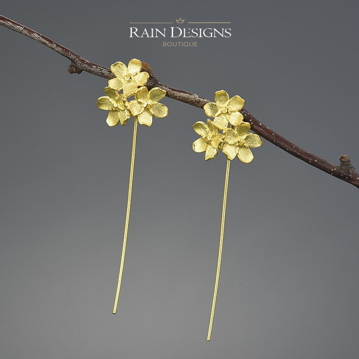 Forget-me-not Cluster Flower S925 Silver Earrings