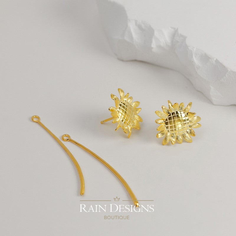 Sunflower 925 Silver Floral Earrings